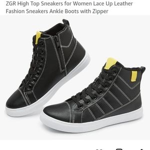 Black high top sneakers with zipper. New in box